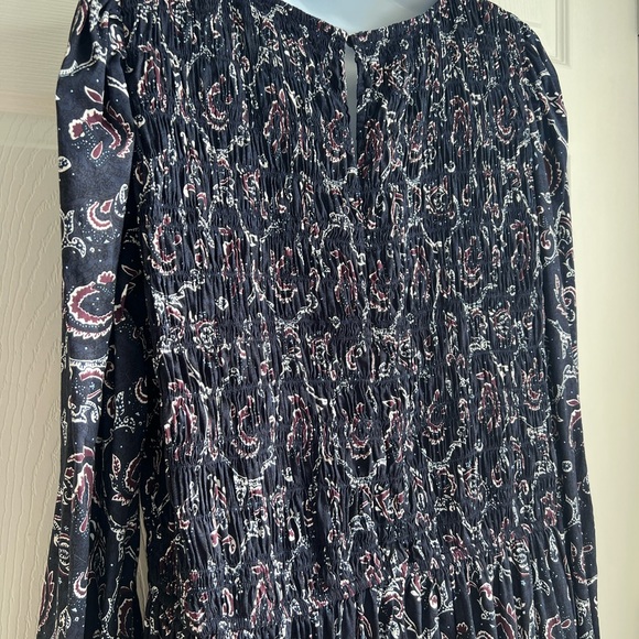 Madewell Navy Paisley V-Neck Long Sleeve Maxi Dress - Picture 6 of 9